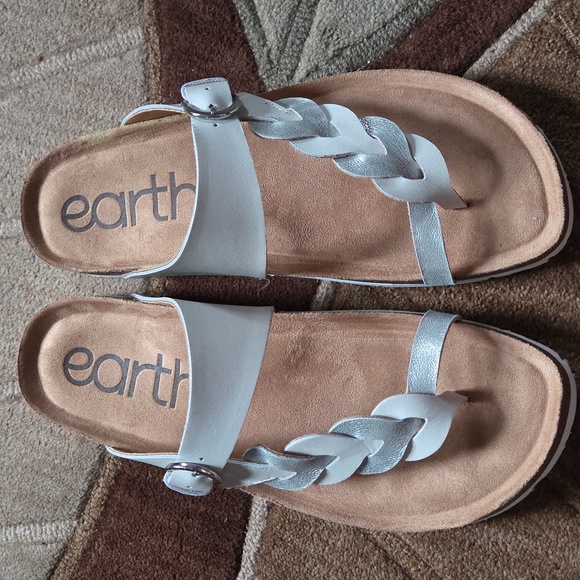 Earth Silver and White Braided Sandals - Picture 2 of 4